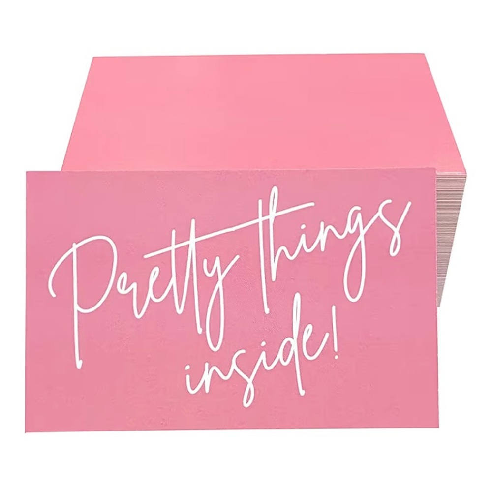 25 Count Pink Pretty Things Inside 2” x 3.5” Business Card Sized Thank You Cards